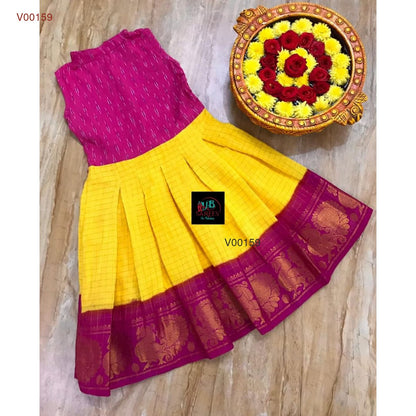 0- 14 years sungudi cotton with ikkat frock