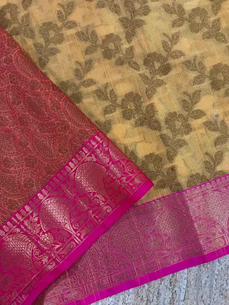 Tissue brocade woven silk saree