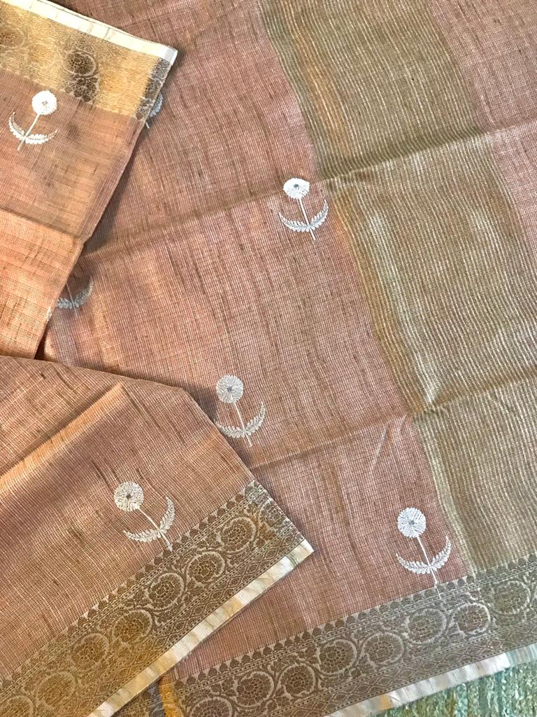 Tissue jute cotton saree