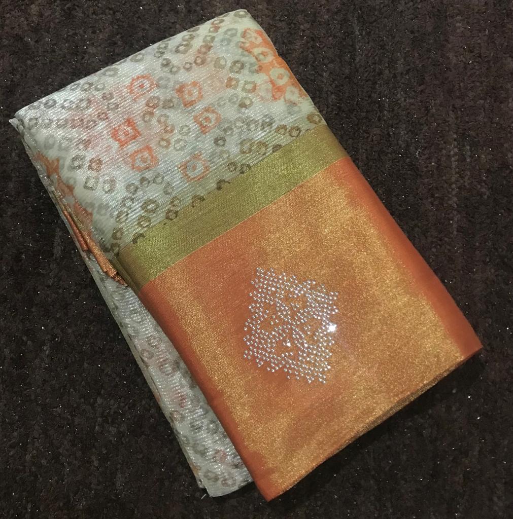 Tissue kota silk hand bandhani prints saree - Vannamayil Fashions