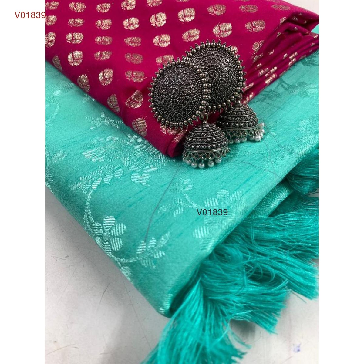 Cotton crape (banarasi blouse) saree - Vannamayil Fashions
