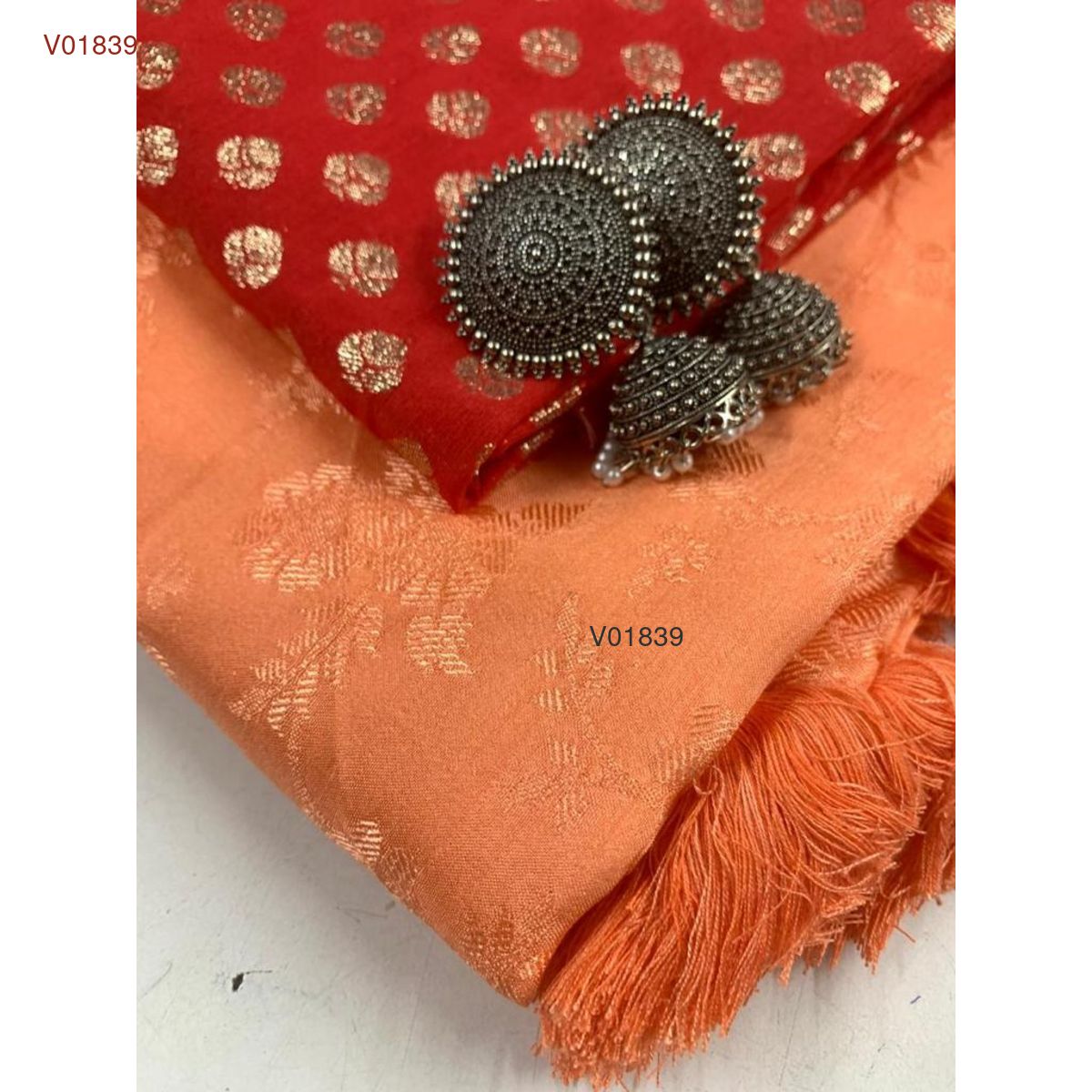 Cotton crape (banarasi blouse) saree - Vannamayil Fashions