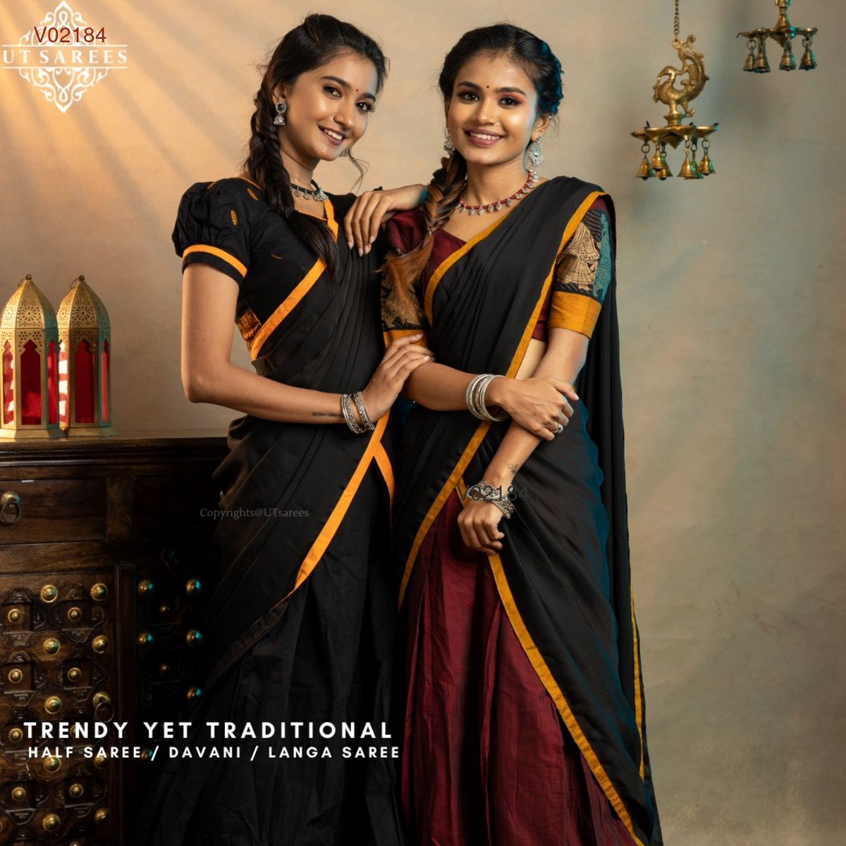 Narayanapet/Chettinad Pavadai Dhavani Half Saree - Vannamayil Fashions