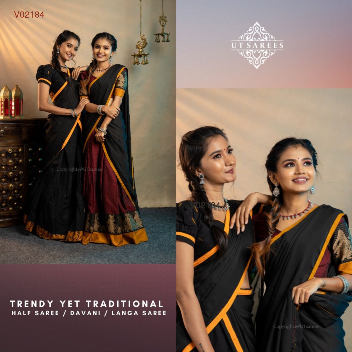 Narayanapet/Chettinad Pavadai Dhavani Half Saree - Vannamayil Fashions