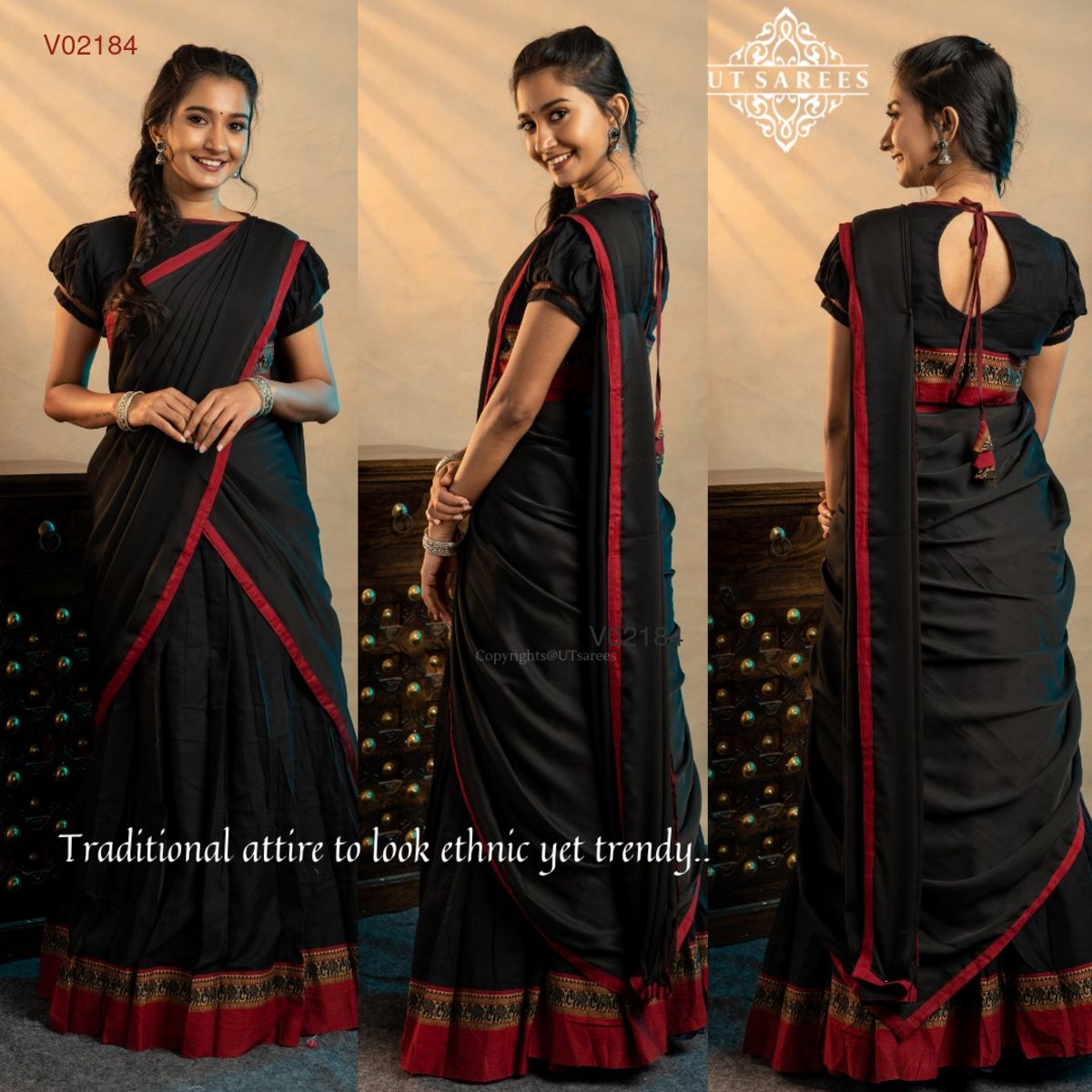 Kerala Gold Kasavu Dhavani With Puff Sleeve Blouse/ Onam Vishu Dress/  Kerala Half Saree - Etsy