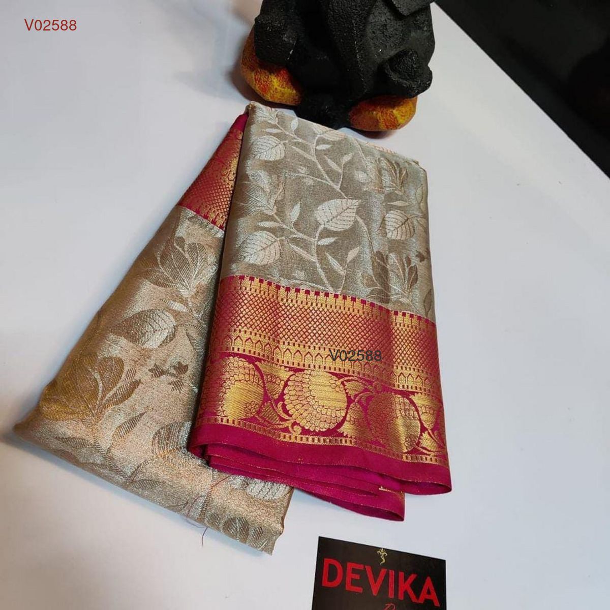 Kanchipuram style fancy tissue handloom saree - Vannamayil Fashions