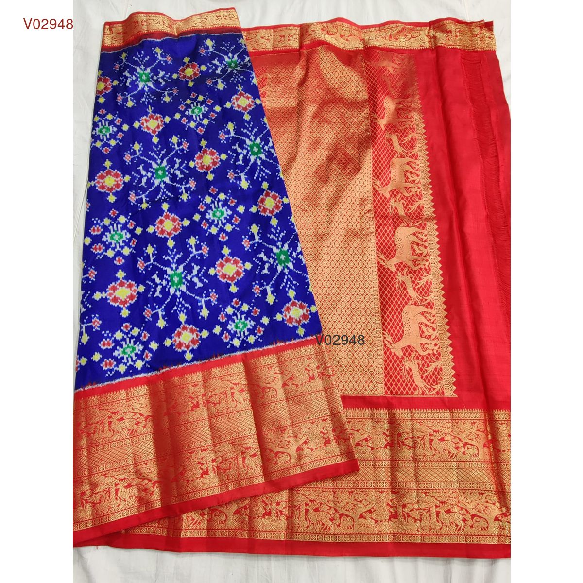 Bridal pochampally ikat kanchipuram pattu saree - Vannamayil Fashions