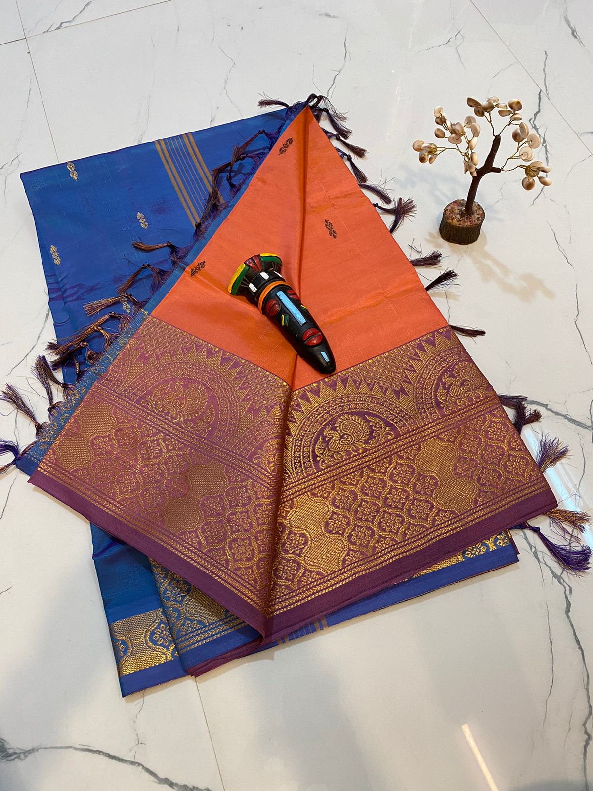 Vaalai pattu saree with fancy traditional border work